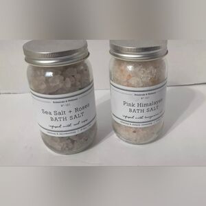 2 Jars Of Bath Salts Pink Himalayan Infused With Tangerine Oil, Sea Salt & Rose